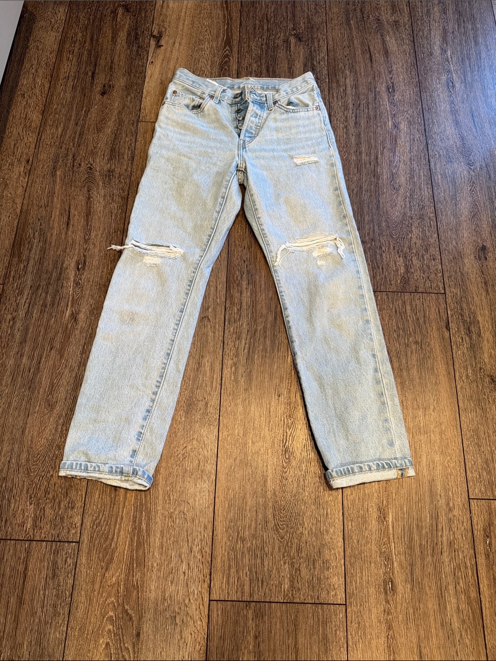 Levi's Light Blue Distressed Straight-Leg Women’s Jeans W24L30